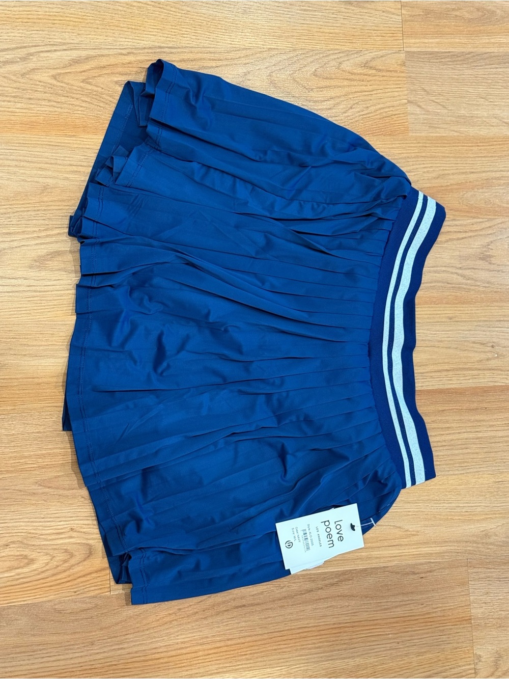 Love poem Navy Pleated Tennis Skirt with Striped Waistband